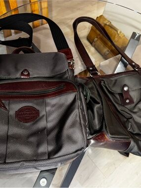 Filson Gray Messenger Bag with Dark Brown Leather Accents
